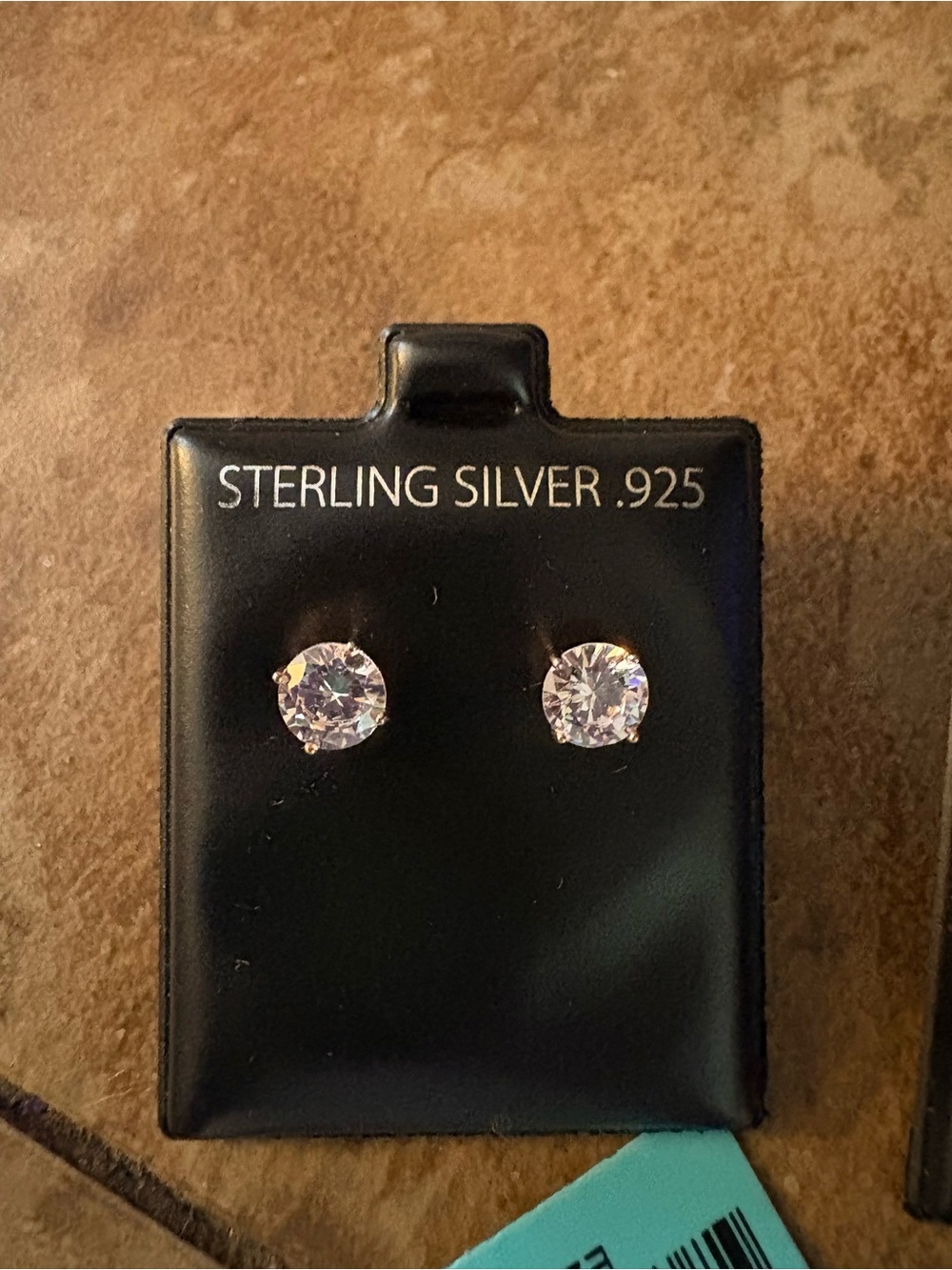 Sterling Silver White Cubic Zirconia Stud Earrings - 925 Rose Gold setting